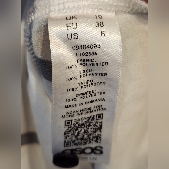 ASOS Relaxed Blouse, Black and White, Size US 6 - Picture 5 of 6